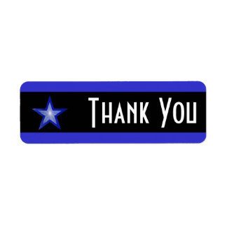 Dark Blue Star stripe 'Thank you' small black Label