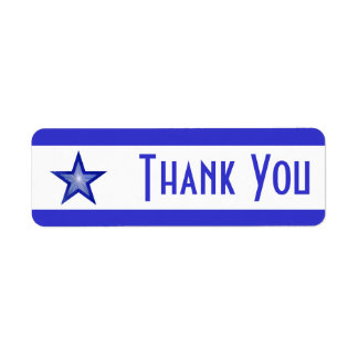 Dark Blue Star stripe 'Thank you' small white Label