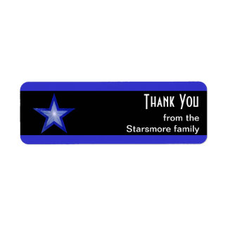 Dark Blue Star stripe 'Thank You' text small black Label