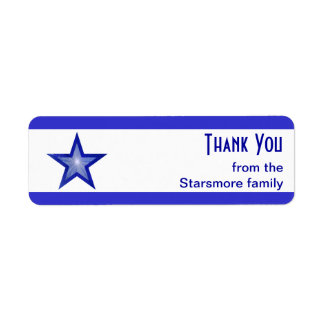 Dark Blue Star stripe 'Thank You' text small white Label