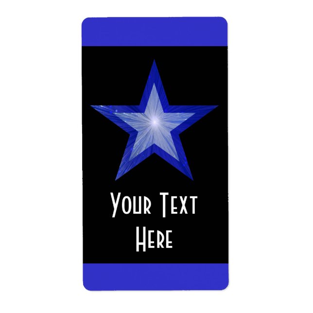 Dark Blue Star stripe 'Your Text' large black Label (Front)