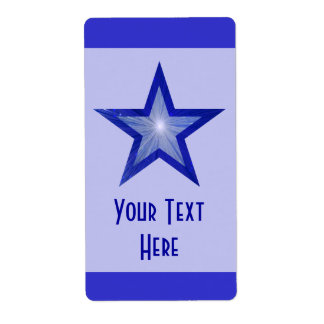 Dark Blue Star stripe 'Your Text' large pale blue Label