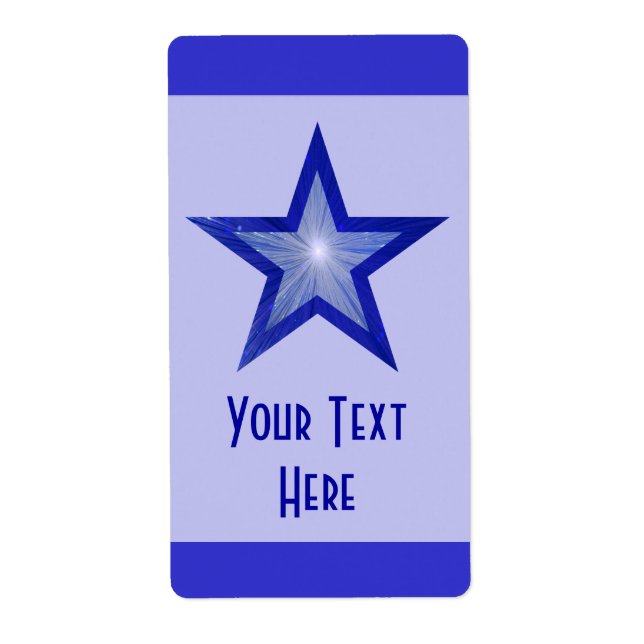 Dark Blue Star stripe 'Your Text' large pale blue Label (Front)