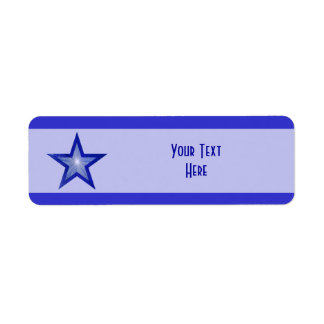 Dark Blue Star stripe 'Your Text' pale blue Label