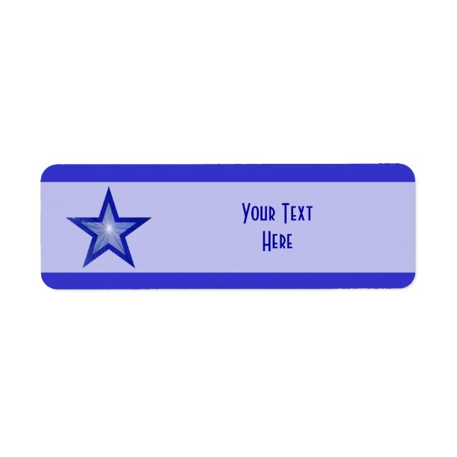 Dark Blue Star stripe 'Your Text' pale blue Label (Front)