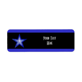 Dark Blue Star stripe 'Your Text' white black Label