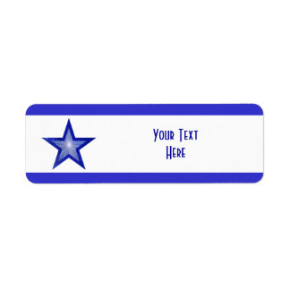 Dark Blue Star stripe 'Your Text' white small Label