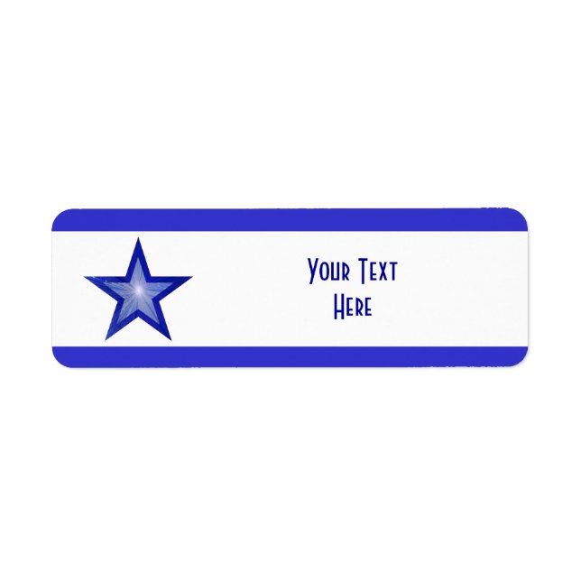 Dark Blue Star stripe 'Your Text' white small Label (Front)