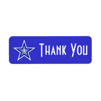 Dark Blue Star 'Thank you' label small blue
