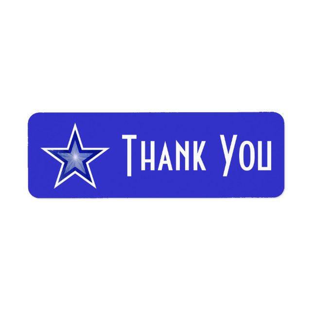 Dark Blue Star 'Thank you' label small blue (Front)