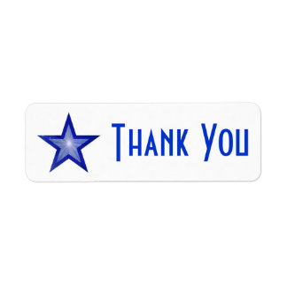 Dark Blue Star 'Thank you' label small white