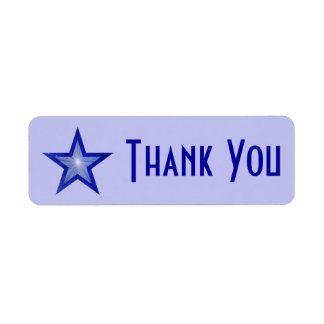 Dark Blue Star 'Thank you' small pale blue Label