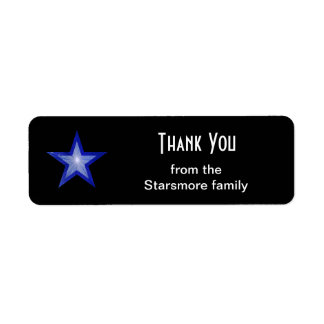Dark Blue Star 'Thank You' text label small black