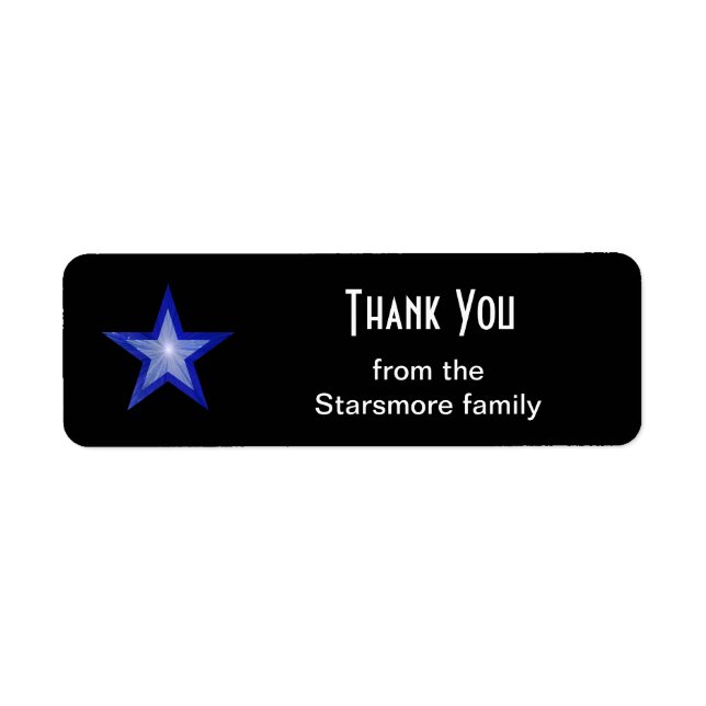 Dark Blue Star 'Thank You' text small black Label (Front)