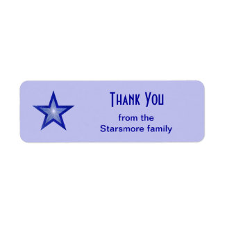 Dark Blue Star 'Thank You' text small pale blue Label
