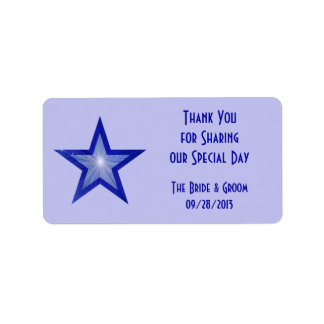 Dark Blue Star 'Thank You' wedding medium pale Label