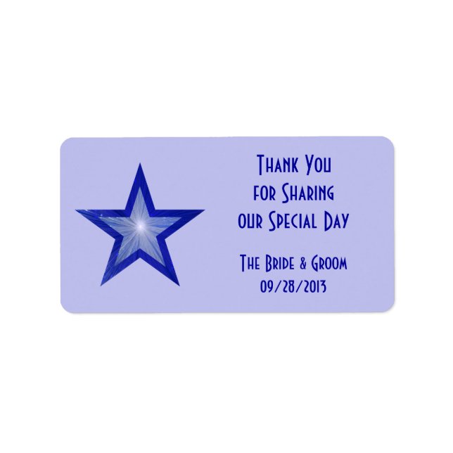 Dark Blue Star 'Thank You' wedding medium pale Label (Front)