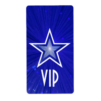 Dark Blue Star 'VIP' label large white text