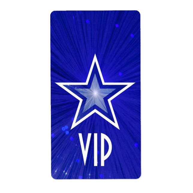 Dark Blue Star 'VIP' label large white text (Front)