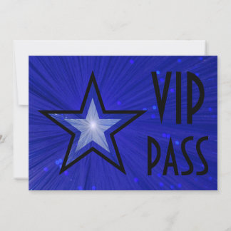 Dark Blue Star 'VIP PASS' horizontal black back Invitation