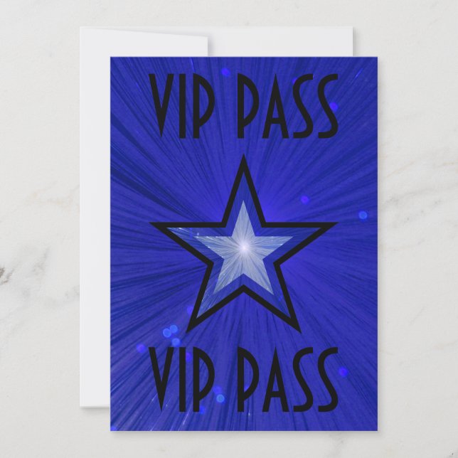 Dark Blue Star 'VIP PASS' invitation black (Front)