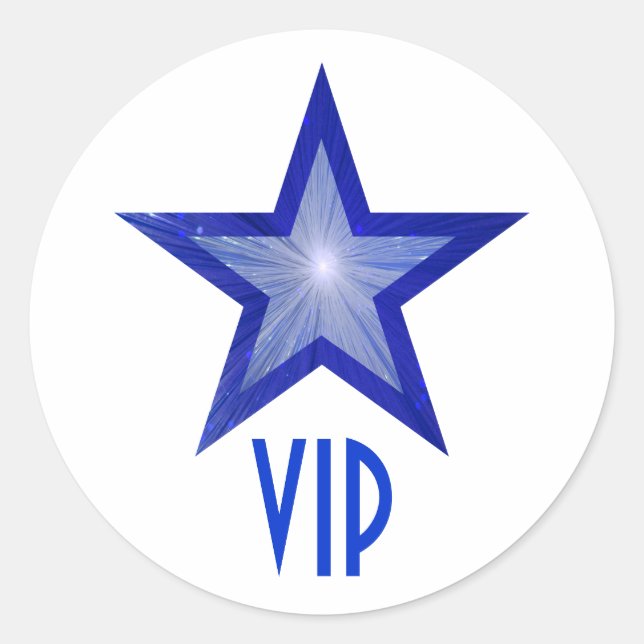 Dark Blue Star VIP round sticker white (Front)