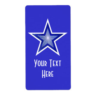 Dark Blue Star 'Your Text' label large blue