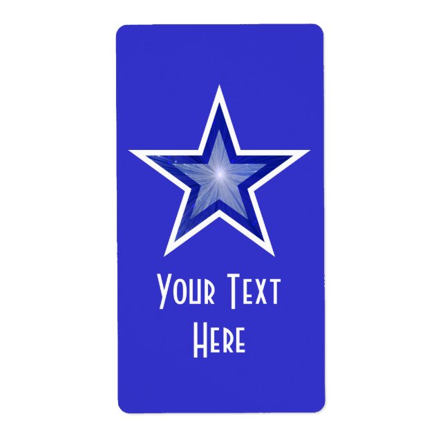 Dark Blue Star 'Your Text' label large blue (Front)
