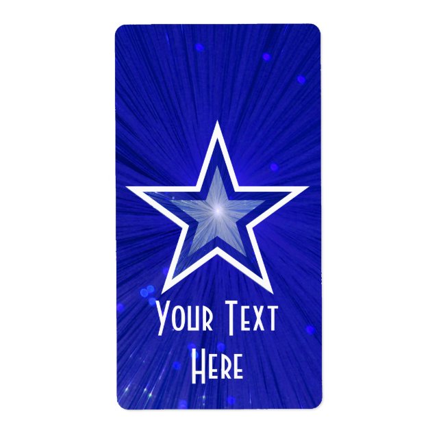 Dark Blue Star 'Your Text' label large white text (Front)
