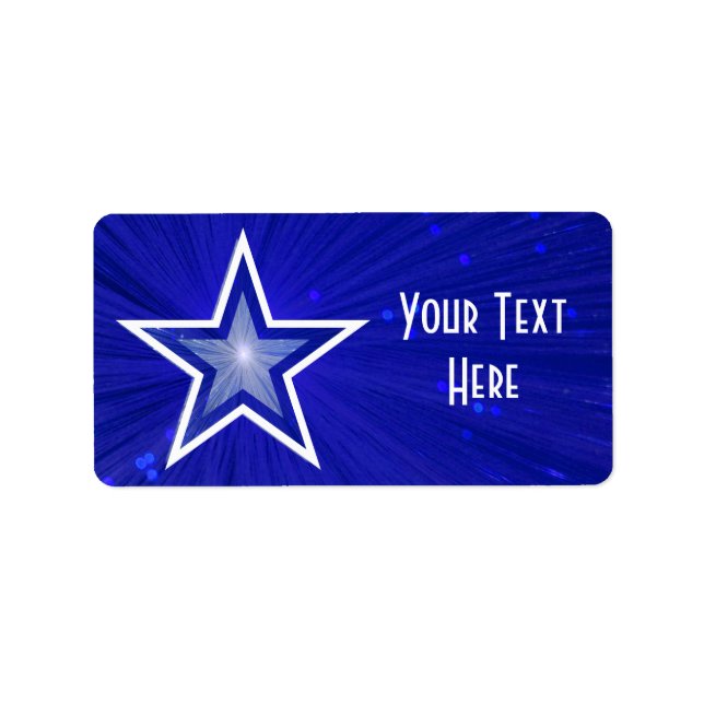 Dark Blue Star 'Your Text' label medium white text (Front)
