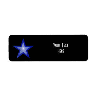 Dark Blue Star 'Your Text' label small black
