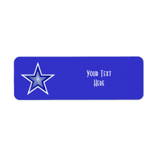 Dark Blue Star 'Your Text' label small blue