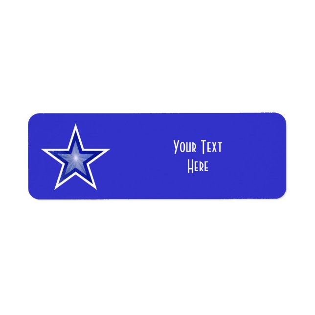 Dark Blue Star 'Your Text' label small blue (Front)