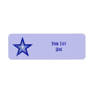 Dark Blue Star 'Your Text' small pale blue Label
