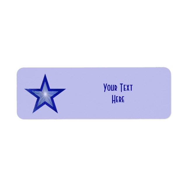 Dark Blue Star 'Your Text' small pale blue Label (Front)
