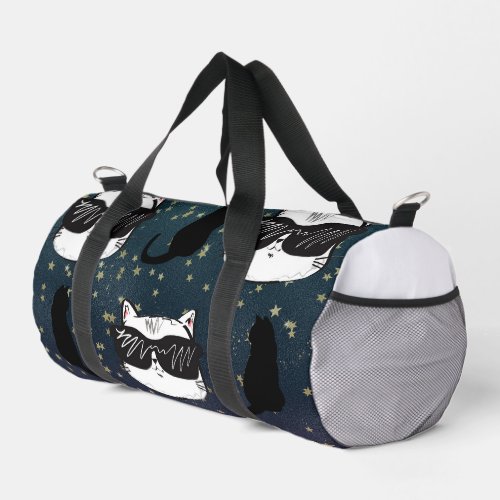 Dark Blue Starry Cool Cats Print Cut Sew Bag