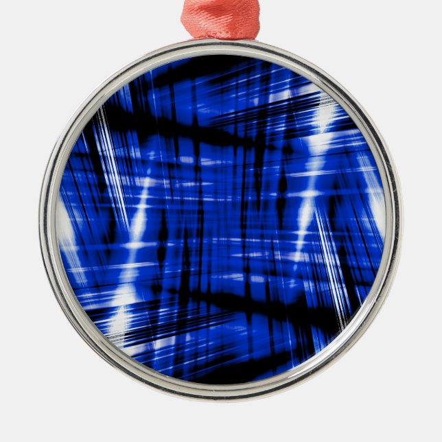 Dark blue streaks pattern metal ornament (Front)