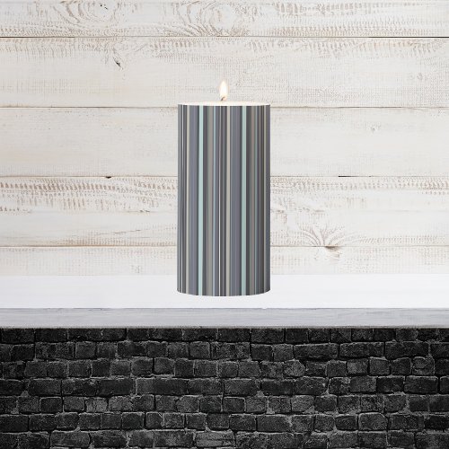 Dark Blue Striped Pillar Candle