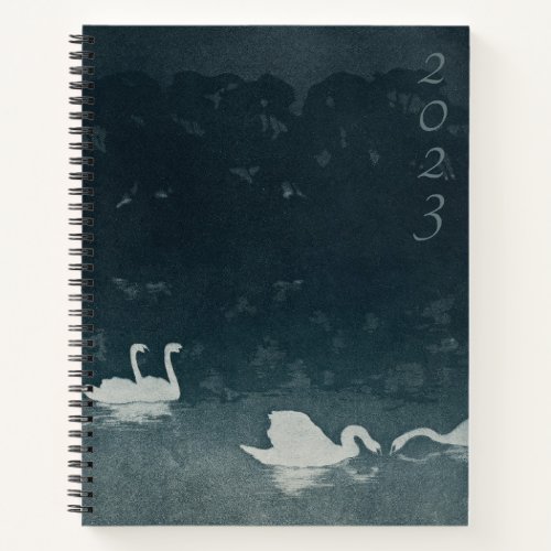 Dark Blue Swan Bullet Journal Vertical Year