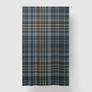 Dark Blue Tan Plaid Blackout Curtains