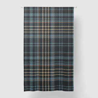 Dark Blue Tan Plaid Blackout Curtains