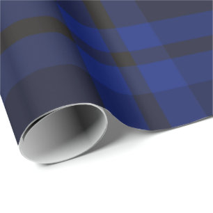 Dark Blue Tartan Plaid Check Wrapping Paper