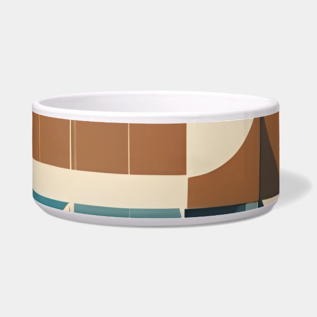 Dark Blue, Teal, Brown, and Tan Geometric Pattern Bowl (Front)