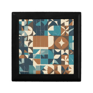 Dark Blue, Teal, Brown, and Tan Geometric Pattern Gift Box