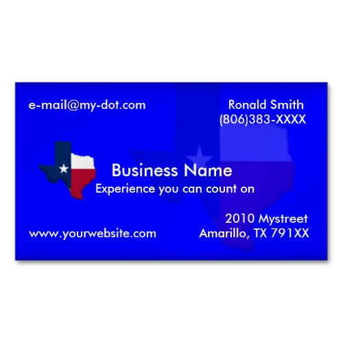 Dark Blue Texas Flag Map Business Card Magnet