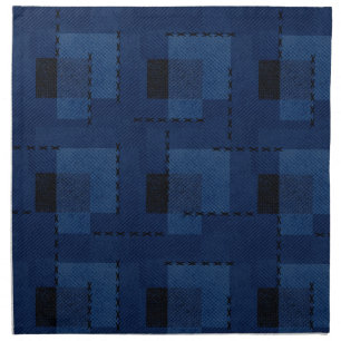 Dark blue textured geometric napkins