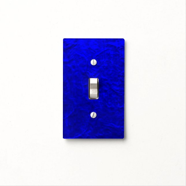 Dark Blue Textured Paper Light Switch Cover (In Situ)