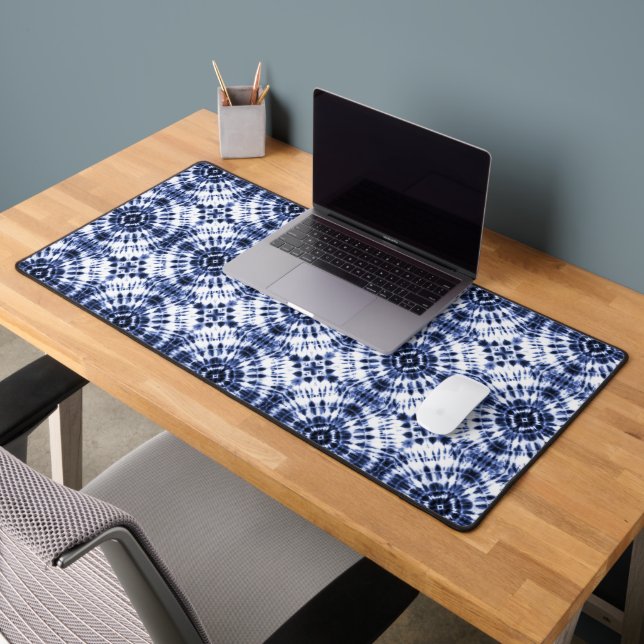 Dark Blue Tie Dye Pattern Desk Mat (Office 2)