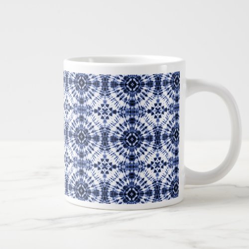 Dark Blue Tie Dye Pattern Giant Coffee Mug