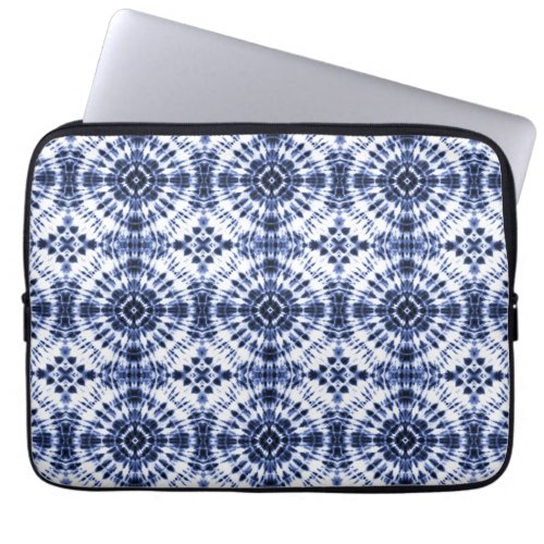 Dark Blue Tie Dye Pattern Laptop Sleeve